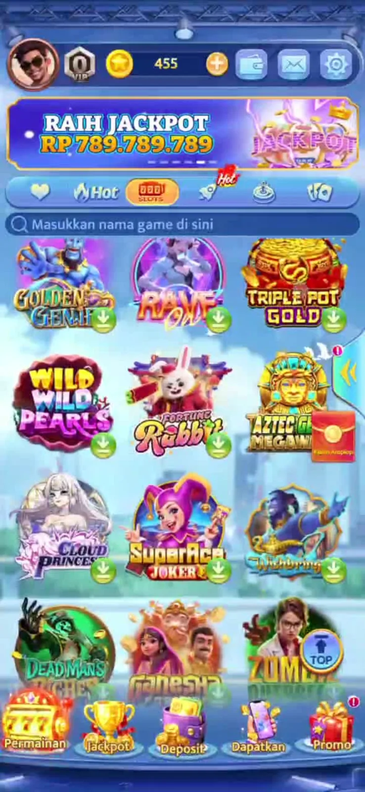 Layar memperbarui aplikasi game Android BNI789 ke versi terbaru